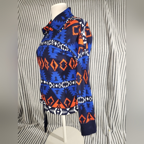 Lauren Ralph Lauren Active Aztec Full Zip Jacket Orange Blue SZ S - Picture 3 of 6